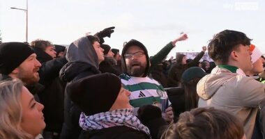 Celtic fans gathered to protest against their board following their Old Firm defeat by Rangers