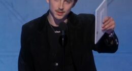 Timothee Chalamet barely acknowledged girlfriend Kylie Jenner while earning a top honor for Marty Supreme at the Golden Globe Awards 2026.