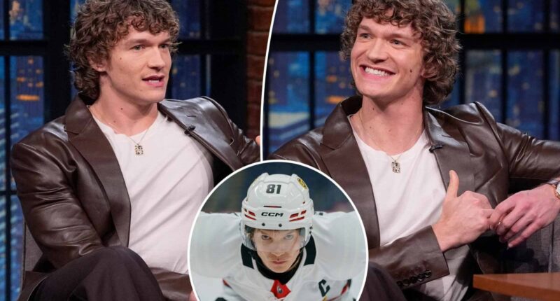 'Heated Rivalry' star Connor Storrie makes late night debut on Seth Meyers after Golden Globes whirlwind