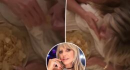 Heidi Klum gets a butt massage while eating potato chips