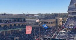 Horrifying scenes unfold at Rice-Texas State football game as parachutist gets caught in netting and plunges into crowd