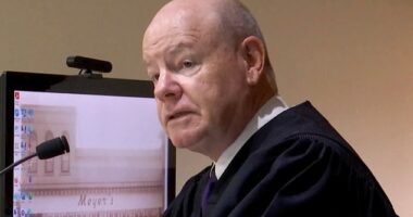 Judge Steven Meyer and his wife, Kimberly, were struck shortly after 2.17pm when gunfire broke out outside their residence