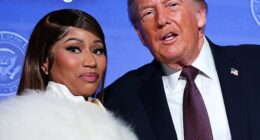 Nicki Minaj joined President Donald Trump on stage as he delivered remarks during the Treasury Department's Trump Accounts Summit on Wednesday
