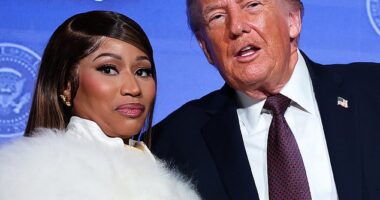 Nicki Minaj joined President Donald Trump on stage as he delivered remarks during the Treasury Department's Trump Accounts Summit on Wednesday