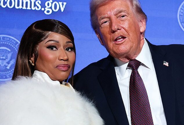 Nicki Minaj joined President Donald Trump on stage as he delivered remarks during the Treasury Department's Trump Accounts Summit on Wednesday