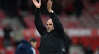 Pep Guardiola says thank you to the Manchester City supporters after their win at Nottingham Forest in December