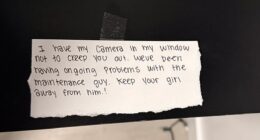 A woman who'd recently moved into an apartment with her boyfriend came home to find this anonymous and eerie note taped to the front doo