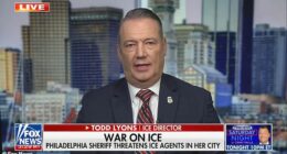 Immigration and Customs Enforcement chief Todd Lyons (pictured) isn't backing down from a Philadelphia sheriff who called his agents 'fake, wannabe law enforcement' in a fiery speech
