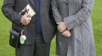 Clare Balding pictured with her father Ian at Newbury racecourse in May 2012