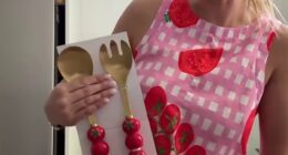 Eliza Reid was delighted by Kmart Australia's new Mediterranean-themed kitchenware items - including these adorable Tomato Salad Servers, $10