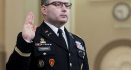 Alexander Vindman testifies before the House Intelligence Committee on November 19, 2019 after blowing the whistle on a call Donald Trump had with Ukrainian President Volodymyr Zelensky urging an investigation into then-presidential candidate Joe Biden