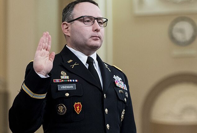 Alexander Vindman testifies before the House Intelligence Committee on November 19, 2019 after blowing the whistle on a call Donald Trump had with Ukrainian President Volodymyr Zelensky urging an investigation into then-presidential candidate Joe Biden