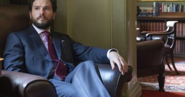 The star, who plays the aristocratic Henry Muck in Industry spoke to GQ about how dressing like a member of the upper classes is less a matter of money, and more about following the sartorial 'hidden rules'. Pictured in the show