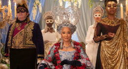 Corey Mylchreest as Young King George, India Amarteifio as Young Queen Charlotte in episode 102 of Queen Charlotte