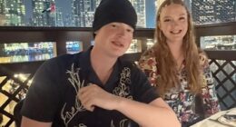 Jake Wood's son Buster, 18, looked the spitting image of his famous father in an Instagram snap on Saturday (Buster pictured with his sister Amber)