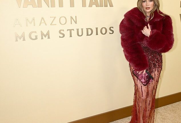 Jennifer Lopez looked every bit the showgirl as she arrived at the Vanity Fair and Amazon MGK Studios pre-Golden Globes bash in Los Angeles on Saturday night