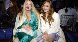 Jerry Hall joined her lookalike daughter Elizabeth Jagger at the Marc Cain show during Berlin Fashion Week on Friday