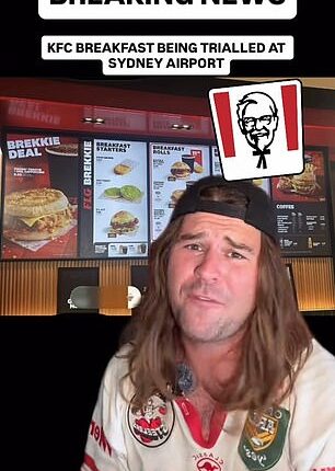 Russell Stuart, known as Russ Eats, broke the news on social media after spotting the never-before-seen breakfast menu items at Sydney Airport