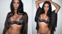 Kim Kardashian strips down to lacy Skims lingerie ahead of Valentine's Day