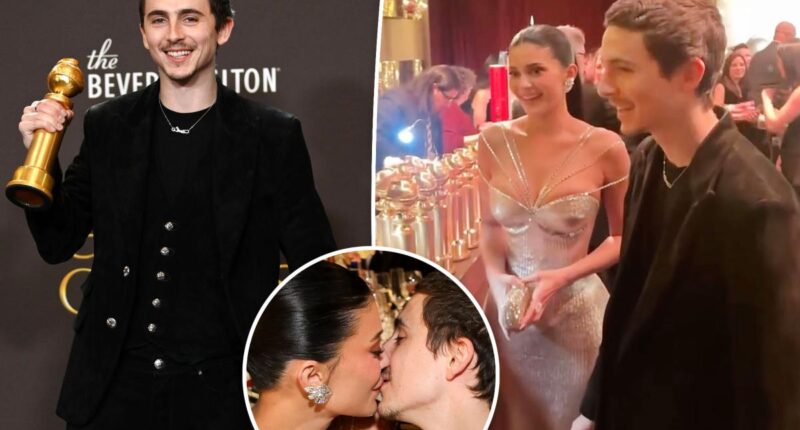 Kylie Jenner and Timothée Chalamet lock lips as actor gets Golden Globe engraved