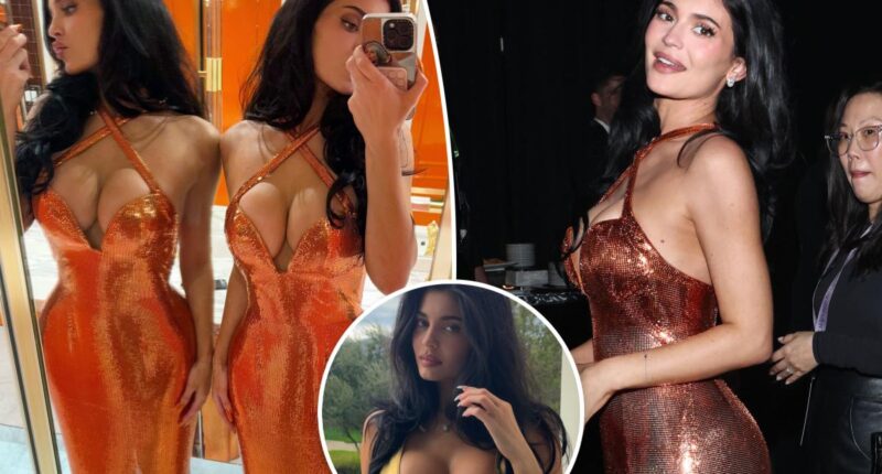 Kylie Jenner rocks orange gown, gold bikini in Palm Springs