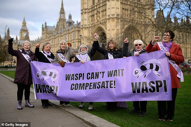 So-called 'Waspi' women have been fighting for compensation for many years. Pictured, a protest at Parliament last year