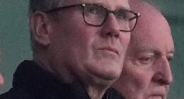 Keir Starmer, pictured at the Arsenal match on Sunday, was warned last night that the by-election block on Andy Burnham has made it more likely he will face a leadership challenge