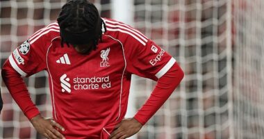 Jeremie Frimpong suffered an apparent hamstring injury in the opening stages against Qarabag