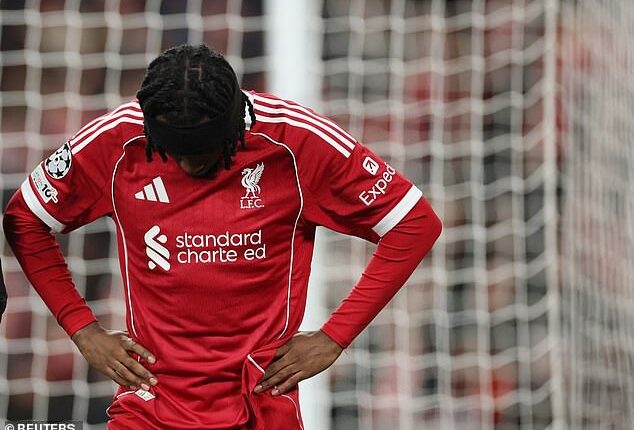 Jeremie Frimpong suffered an apparent hamstring injury in the opening stages against Qarabag