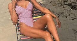 Lizzie Cundy showed off her incredible figure on Wednesday, as she celebrated the new year by sharing a string of sizzling swimsuit snaps in Barbados