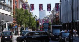 Traffic congestion in June 2025 on London's Oxford Street, which is set to be pedestrianised