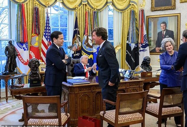 Tucker Carlson spoke with Secretary of State Marco Rubio and President Donald Trump at the White House on Friday