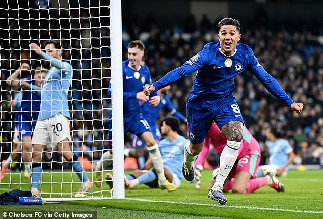 Enzo Fernandez's late strike triggered chaotic scenes as Chelsea salvaged a point against Manchester City