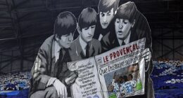 Liverpool were welcomed to the hostile Stade Velodrome with a tifo depicting The Beatles alongside the phrase 'history repeats itself'