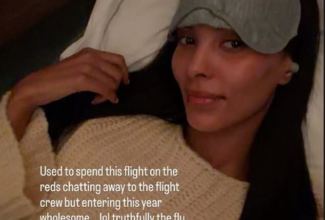 Maya Jama has admitted the 'flu is kicking my a**' as she shared a candid health update during her 12hour flight to South Africa on Instagram on Monday night