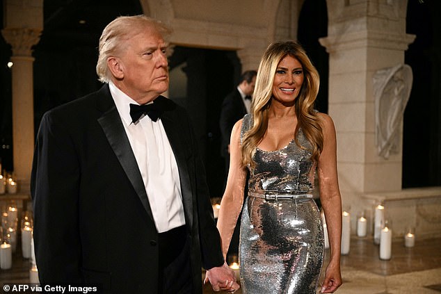 President Donald Trump and First Lady Melania Trump have arrived at the commander-in-chief's annual New Year's Eve party at Mar-a-Lago