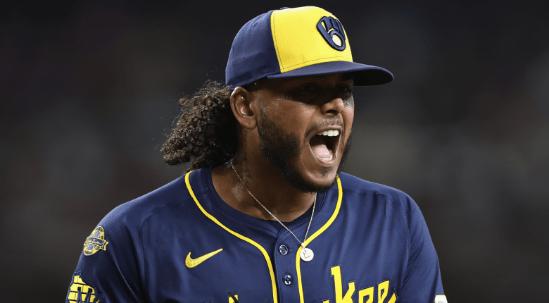 Freddy Peralta pitches during the 2025 MLB season as the Mets weigh whether to pursue a long-term contract extension.