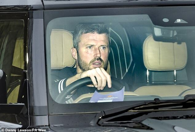 Michael Carrick was pictured pulling up to Carrington to start work as Man United interim boss