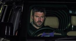 Michael Carrick was pictured driving into Manchester United training on Wednesday morning