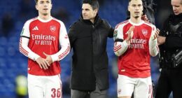 Mikel Arteta lavished praise on Martin Zubimendi (left) after his display against Chelsea