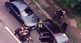 Footage shows Andrew Fitzgerald, 35, and Sean Richardson, 34, being arrested on the A617 near Newark, Nottinghamshire, in July 2024