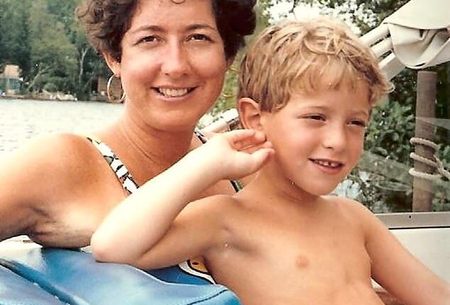 Stefan with his mother in 1987, age five. His hair started to turn from blond to brown at nine... at which point she decided to colour it using lightening spray and then bleach
