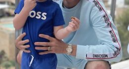 Blue Stevens with his son. He was stabbed outside the £1,650-a-night 5-star Park Tower Hotel and Casino, which is directly across the road from the Harvey Nichols department store in central London, on July 9