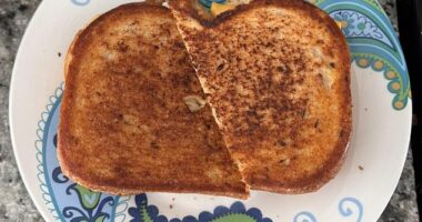 An innocent grilled cheese sandwich has sparked a fierce online debate, after a man revealed his wife thought he was 'crazy' for the way he sliced it