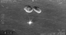 The spacecraft fired its engines to deorbit at 2:50am before enduring a fiery re-entry through Earth’s atmosphere, deploying four parachutes to slow its descent into the ocean