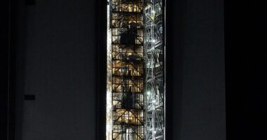 Pictured: Early in the morning on Saturday, January 17, NASA begins to move the Artemis II rocket out of the Vehicle Assembly Building at NASA's Kennedy Space Center. Next month, it will be used for the first manned-mission to the moon since 1972