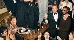 The photos appear to show Timothée Chalamet, Leonardo DiCaprio, Jennifer Lopez and a glittering cast of A-list celebrities