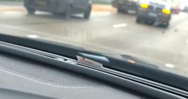 New footage shows Tottenham star Randal Kolo Muani's Ferrari stranded on the motorway