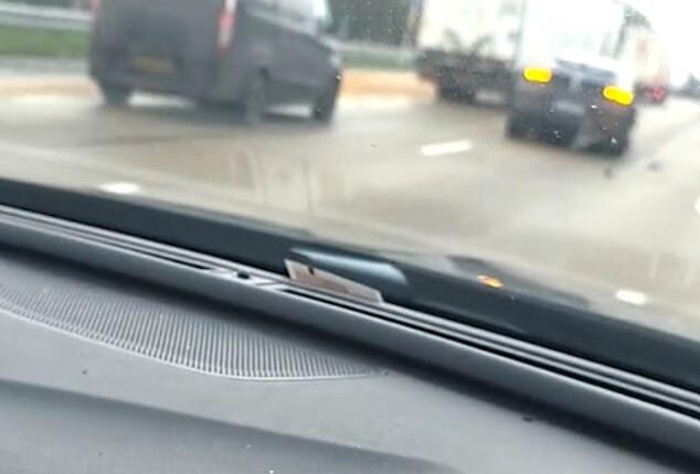 New footage shows Tottenham star Randal Kolo Muani's Ferrari stranded on the motorway