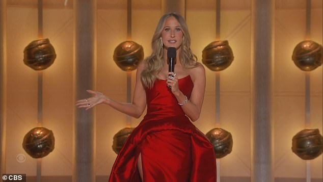 Golden Globes host Nikki Glaser opened the 2026 ceremony with a major bang as she dropped an explosive Epstein files joke before torching Leonardo DiCaprioand CBS News during her opening monologue